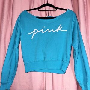 PINK Victoria's Secret Teal Crewneck with White Script